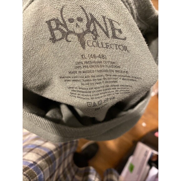 Bone Collector Men's T Shirt Green American Flag‎ Skull Cotton Size XL - Picture 4 of 4